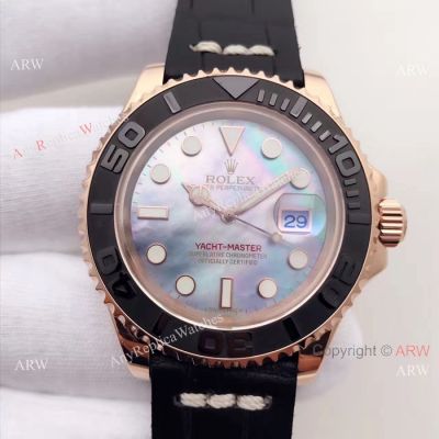 Replica Rolex Yacht-Maste Swiss 2836-2 Watch Black Ceramic Purple Mop